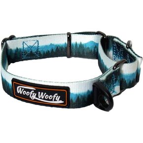 Martingale Dog Collar Without Buckle, Escape-Proof, Safety Training Dog Collar, Forest Print, for Large Dog, Size L-Width 1", Length17-26"