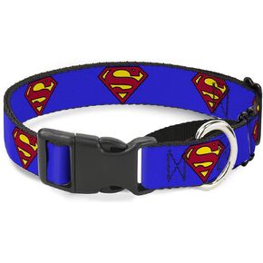 Buckle-Down Dog Collar Martingale Superman Shield Blue 9 to 15 Inches 1.0 Inch Wide