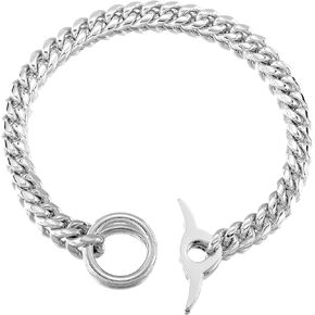 Dog Chain Collar High Polished Cuban Link Chain 10MM Strong Heavy Duty Chew Proof Adjustable Training Walking Collar with Toggle Clasp and Dog Tag for Small Medium Large Dogs(10MM, 22")
