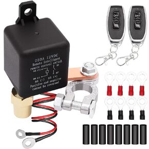 Remote Battery Disconnect Switch Upgraded Wireless Remote Control Kill Switch for Car Truck DC12V 250A