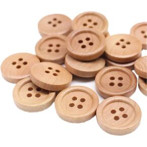 30pcs 25mm (1 inch) Wood Buttons Large Natural Wooden Buttons for Sewing Sweater Crafts Bulk