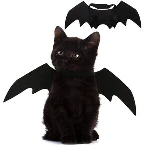 Bat Wings Costume, Small, Black Felt, for Dogs & Cats, Halloween Pet Apparel