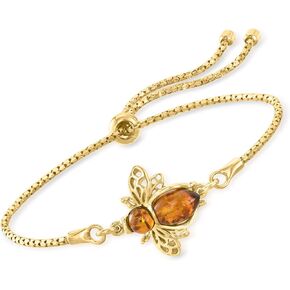 Ross-Simons Amber Bumblebee Bolo Bracelet in 18kt Gold Over Sterling