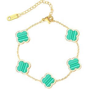 Trendy Link Bracelets for Women 18K Gold Plated Clover Adjustable Lucky Bracelet Mother's Day Gift