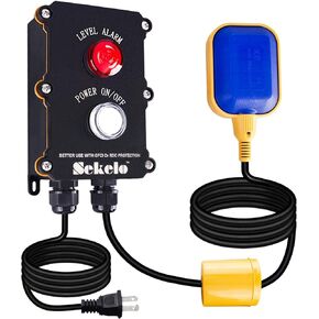 Sump Pump Alarm,Sekelo High Water Alarm with 10ft Level Float Switch,90dB Loud Alarm and Power ON/Off LED Indicator ,IP67 Indoor/Outdoor Use,Ideal for Septic Sump Pump Pond Water Tank