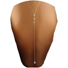 Wedding Crystal Backdrop Necklace Gold CZ Y Lariat Necklace Chain Long Rhinestone Y Necklace Bridal Back Necklace Body Jewelry for Women and Girls