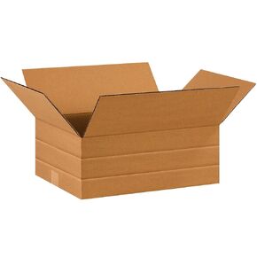 BOX USA 25 Pack of Multi-Depth Corrugated Cardboard Boxes, 16" L x 12" W x 6" H, Kraft, Shipping, Packing and Moving
