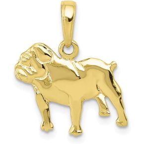 Solid 10k Yellow Gold Bulldog Charm Pendant