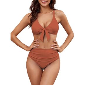 ZAFUL Women Bikini Swim Suits Swimwear for Women 2024 Tummy Control Ruched High Waisted Bikini Two Piece Bathing Suit