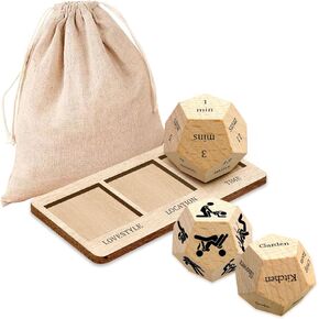 3PCS Love and Location Dice for Couples, Love Decision Dice, Time Dice Game, Decision Wooden Dice Perfect for Couple Valentines Wedding Engagement Gift for Women Men