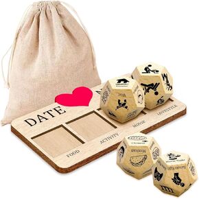 3PCS Love and Location Dice for Couples, Love Decision Dice, Time Dice Game, Decision Wooden Dice Perfect for Couple Valentines Wedding Engagement Gift for Women Men