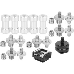 Aluminium Alloy 1/4 3/8 Inch Double End Adapter Screw Nut BE Light Stand Hot Shoe Mount Photography Equipment Converter Kit