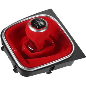 Motoforti Gear Shift Knob, Gear Shift Boot, for Volkswagen Golf MK7 2013-2018, ABS, Red