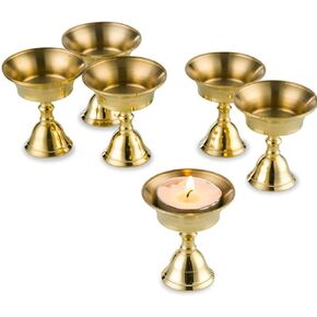 Sziqiqi Ghee Lamp Butter Lamp Holder Brass Diyas Diwali Candle Holder Tibetan Brass Oil Lamp Buddhist Altar Offering Supplies Pack of 12