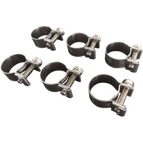 Stainless Steel Fuel Line Mini Clamp (.55"-.63" (14-16 mm)), for Go Karts, Motorcycles, Boats, Fuel Filters, Rubber and Silicone Vacuum Tubing, Includes 6 Stainless Steel Clamps, by Tech Team