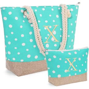Initial Beach Bag - Beach Gifts for Women, Personalized Birthday Gifts for Women Her Mom Freind Sister Travel Gifts