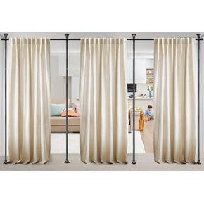 Room Divider for Wide Space Partitions, Curtain Rods No Drilling for Room Separation, 28-171inch(W) 4-10ft(H) Adjustable Heavy Duty Floor to Ceiling Tension Rod Room Dividers, Matte Black