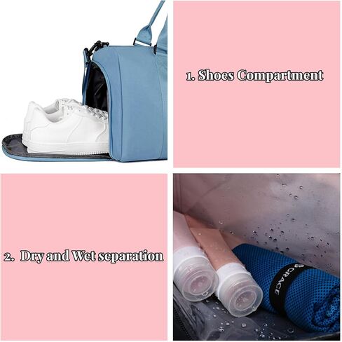 حقيبة رياضية للنساء مع حجرة للأحذية وجيب مبلل، حقيبة سفر وردية من القماش الخشن للطائرة الرياضية واليوجا والسباحة وحقائب حمل الصالة الرياضية، حقيبة مقاومة للماء لعطلة نهاية الأسبوع طوال الليل، حقيبة صغيرة للحمل على حقيبة المستشفى (وردي) in Kuwait