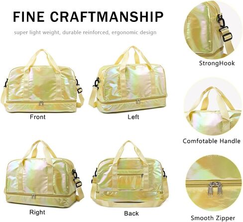 Gym Bag for Women Sports Travel Duffel Bag with Toiletry Bag Weekender Overnight Carry On Bag with Shoes Compartment Wet Pocket for Girls Yoga Workout Swim Bags Yellow in Saudi Arabia
