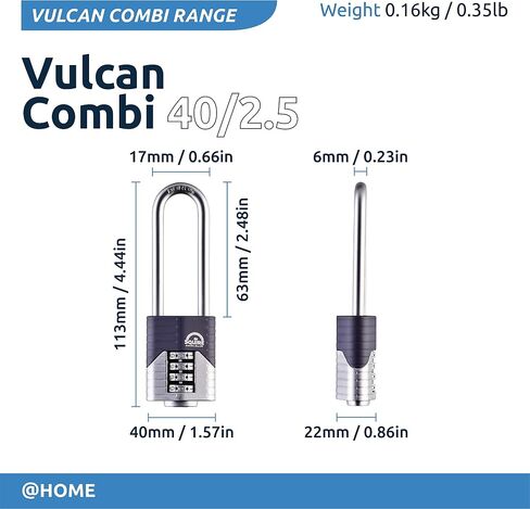 Squire 40/2.5 Vulcan Combi 40 2.5 Combination Padlock, 40mm, Blue in Saudi Arabia