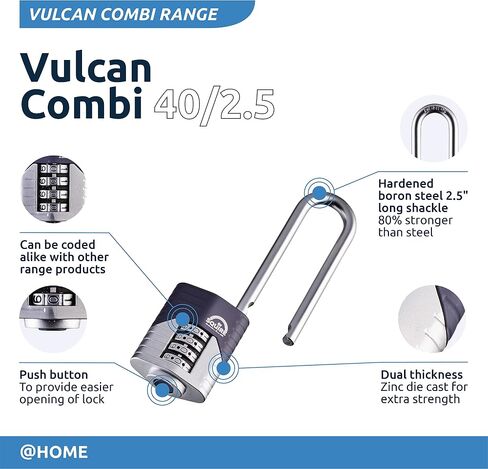 Squire 40/2.5 Vulcan Combi 40 2.5 Combination Padlock, 40mm, Blue in Saudi Arabia