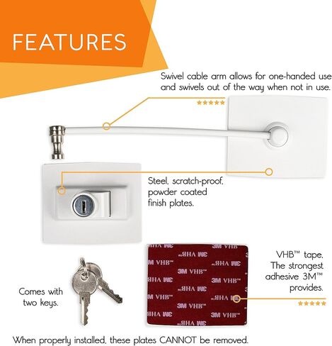 2-Pack Guardianite Premium Refrigerator Door Lock with Built-in Keyed Lock (2-Pack Black) in Kuwait