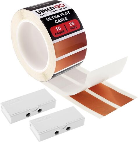 Hidden Flat Wire 4 Conductor 16 Gauge Paintable Cable for Audio Speakers, Smart Doorbell, LED Lighting, Low Voltage Appliances 25 FT + 4 Quick Connectors in Saudi Arabia