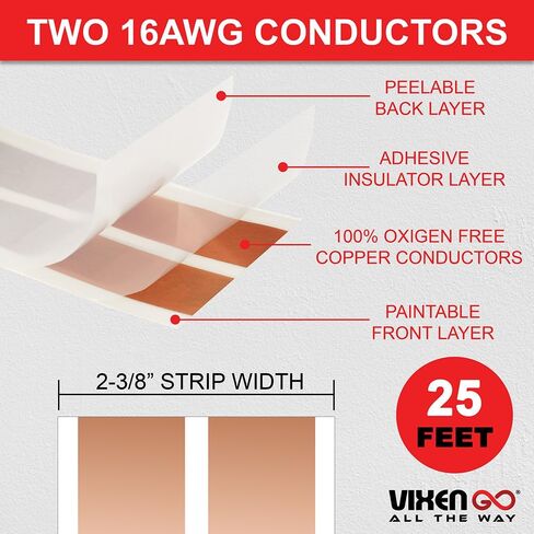 Hidden Flat Wire 4 Conductor 16 Gauge Paintable Cable for Audio Speakers, Smart Doorbell, LED Lighting, Low Voltage Appliances 25 FT + 4 Quick Connectors in Saudi Arabia
