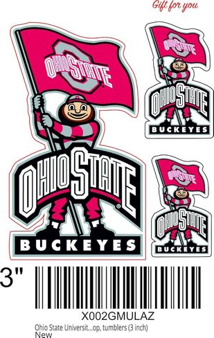 ملصقات جامعة ولاية أوهايو (أي حجم) جامعة ولاية أوهايو باكيز مع ملصق علم الفينيل لمصد السيارة، والخوذة، والكمبيوتر المحمول، والأكواب (3 بوصات) in Kuwait