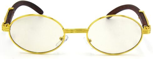 For Men's Gold Color Wood Effect Metal Frames Vintage Style Retro Eye Clear Lens Glasses in Saudi Arabia