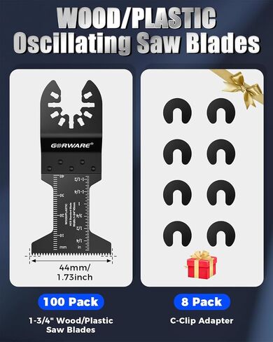 GORWARE 100PCS Oscillating Tool Blades Wood Plastic Universal Oscillating Saw Blades, 1-3/4" Quick Release Multitool Blades Compatible with Milwaukee, Dewalt, Makita, Rockwell, Ryobi, Craftsman in Saudi Arabia