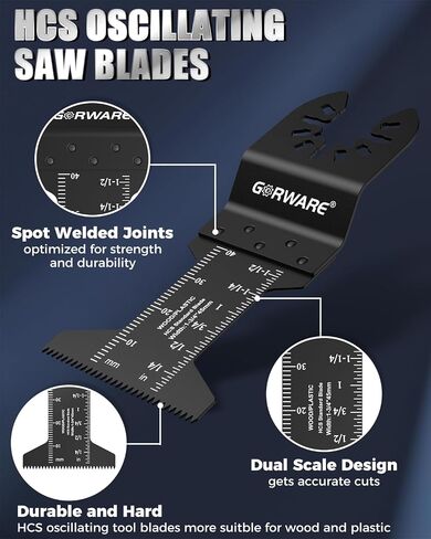 GORWARE 100PCS Oscillating Tool Blades Wood Plastic Universal Oscillating Saw Blades, 1-3/4" Quick Release Multitool Blades Compatible with Milwaukee, Dewalt, Makita, Rockwell, Ryobi, Craftsman in Saudi Arabia