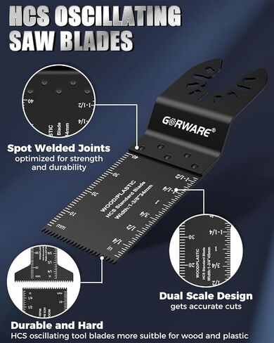 GORWARE 100PCS Oscillating Tool Blades Wood Plastic Universal Oscillating Saw Blades, Quick Release Multitool Blades Compatible with Milwaukee, Dewalt, Makita, Rockwell, Ryobi, Craftsman in Saudi Arabia