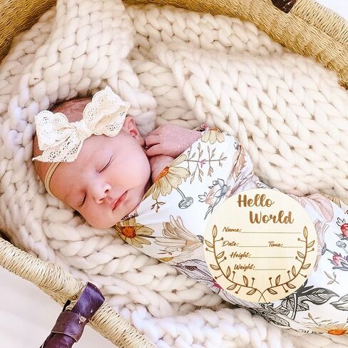 لافتة إعلان لحديثي الولادة للمستشفى، لافتة إعلان ولادة خشبية مقاس 5.8 بوصة، لافتات اسم الطفل لحضانة Hello World، لافتة حديثي الولادة لديكور جدار الحضانة، قطعة واحدة in Kuwait