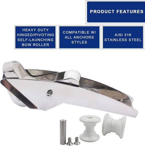 SHENGHUISS 316 Stainless Steel Hinged Self Launching Bow Anchor Roller with pivoting Dual-Roller Anchor Pivoting Head Bow Rollers for Boats in Saudi Arabia