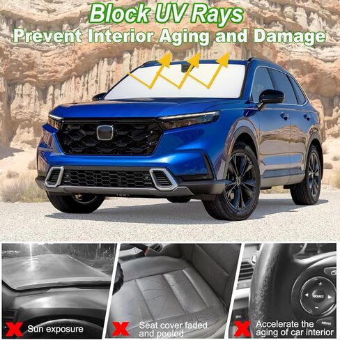 مظلة الشمس للزجاج الأمامي لسيارة Honda CRV SUV، LX، EX، EXL، Sport، Sport-L، Sport Touring Hybrid، نافذة أمامية، حاجب للشمس يحجب الأشعة فوق البنفسجية، ملحقات CR-V قابلة للطي in Kuwait