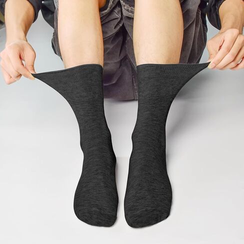 SkiBeaut Diabetic Crew Socks for Men, 8 Pairs Loose Cuff Mid-Calf Socks for Pregnant Women Elderly in Saudi Arabia