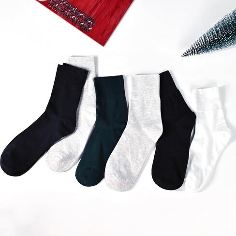 SkiBeaut Diabetic Crew Socks for Men, 8 Pairs Loose Cuff Mid-Calf Socks for Pregnant Women Elderly in Saudi Arabia