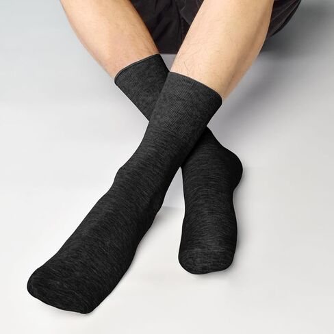 SkiBeaut Diabetic Crew Socks for Men, 8 Pairs Loose Cuff Mid-Calf Socks for Pregnant Women Elderly in Saudi Arabia