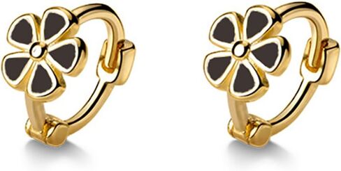 Daisy Flower Huggie Statement Earrings for Women Teen Girls,14K Gold Mini Small White Black Floral Cartilage Hoop Earrings Party Prom Trendy Kawaii Jewelry Gifts in Saudi Arabia