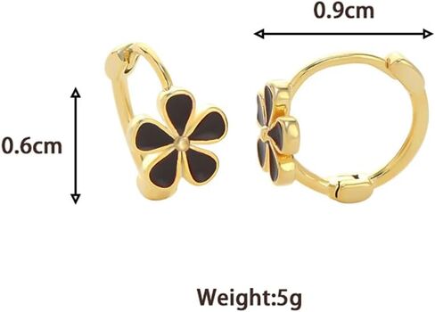 Daisy Flower Huggie Statement Earrings for Women Teen Girls,14K Gold Mini Small White Black Floral Cartilage Hoop Earrings Party Prom Trendy Kawaii Jewelry Gifts in Saudi Arabia
