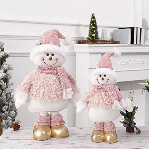 BALONAR 15Inch Large Size Christmas Plush Gingerbread Man Boy Girl Figures with Chef Hat Bowknot Christmas Ornament Home Decorations Doll Soft Door Window Table Tree Holiday Xmas Season Decor in Saudi Arabia