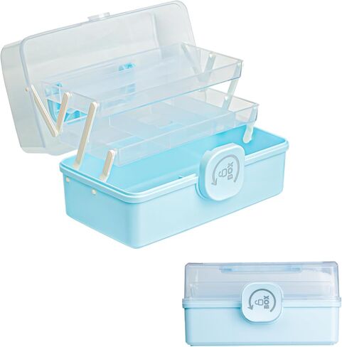 Sewing Box Organizer storage Plastic Tool Box with Handle，Three-layer Foldable Storage Box with Lid，Sewing Storage Organizer Box， Craft Organizers Craft Organizers and Storage Box for Sewing Supplies in Saudi Arabia