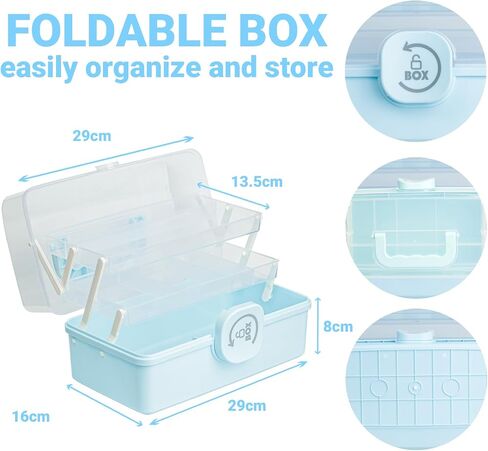 Sewing Box Organizer storage Plastic Tool Box with Handle，Three-layer Foldable Storage Box with Lid，Sewing Storage Organizer Box， Craft Organizers Craft Organizers and Storage Box for Sewing Supplies in Saudi Arabia