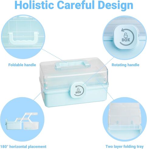 Sewing Box Organizer storage Plastic Tool Box with Handle，Three-layer Foldable Storage Box with Lid，Sewing Storage Organizer Box， Craft Organizers Craft Organizers and Storage Box for Sewing Supplies in Saudi Arabia