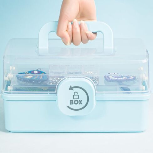 Sewing Box Organizer storage Plastic Tool Box with Handle，Three-layer Foldable Storage Box with Lid，Sewing Storage Organizer Box， Craft Organizers Craft Organizers and Storage Box for Sewing Supplies in Saudi Arabia