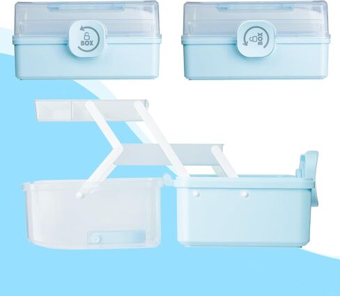 Sewing Box Organizer storage Plastic Tool Box with Handle，Three-layer Foldable Storage Box with Lid，Sewing Storage Organizer Box， Craft Organizers Craft Organizers and Storage Box for Sewing Supplies in Saudi Arabia