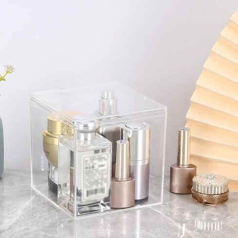 صندوق بلاستيكي مكعب مربع من الأكريليك الشفاف، حاويات مكعبة بلاستيكية مستطيلة مع غطاء، صناديق تخزين 9.8 × 9.8 × 4.7 بوصة لخرز المجوهرات الصغيرة والعملات المعدنية واللوازم الحرفية ومنظمات الخياطة المنزلية in Kuwait