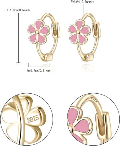 925 فضة زهرة هوب أقراط للنساء الفتيات هيبوالرجينيك صغيرة صغيرة Huggie الأطواق زهرة أقراط مجوهرات هدايا in Kuwait