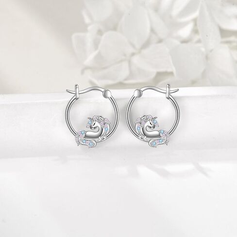 925 Sterling Silver Panda Unicorn Earrings for Women Cute Animal Unicorn Panda Earrings Huggie Hoop Earrings Birthday Mothers Day Jewelry for Mom Men in Saudi Arabia